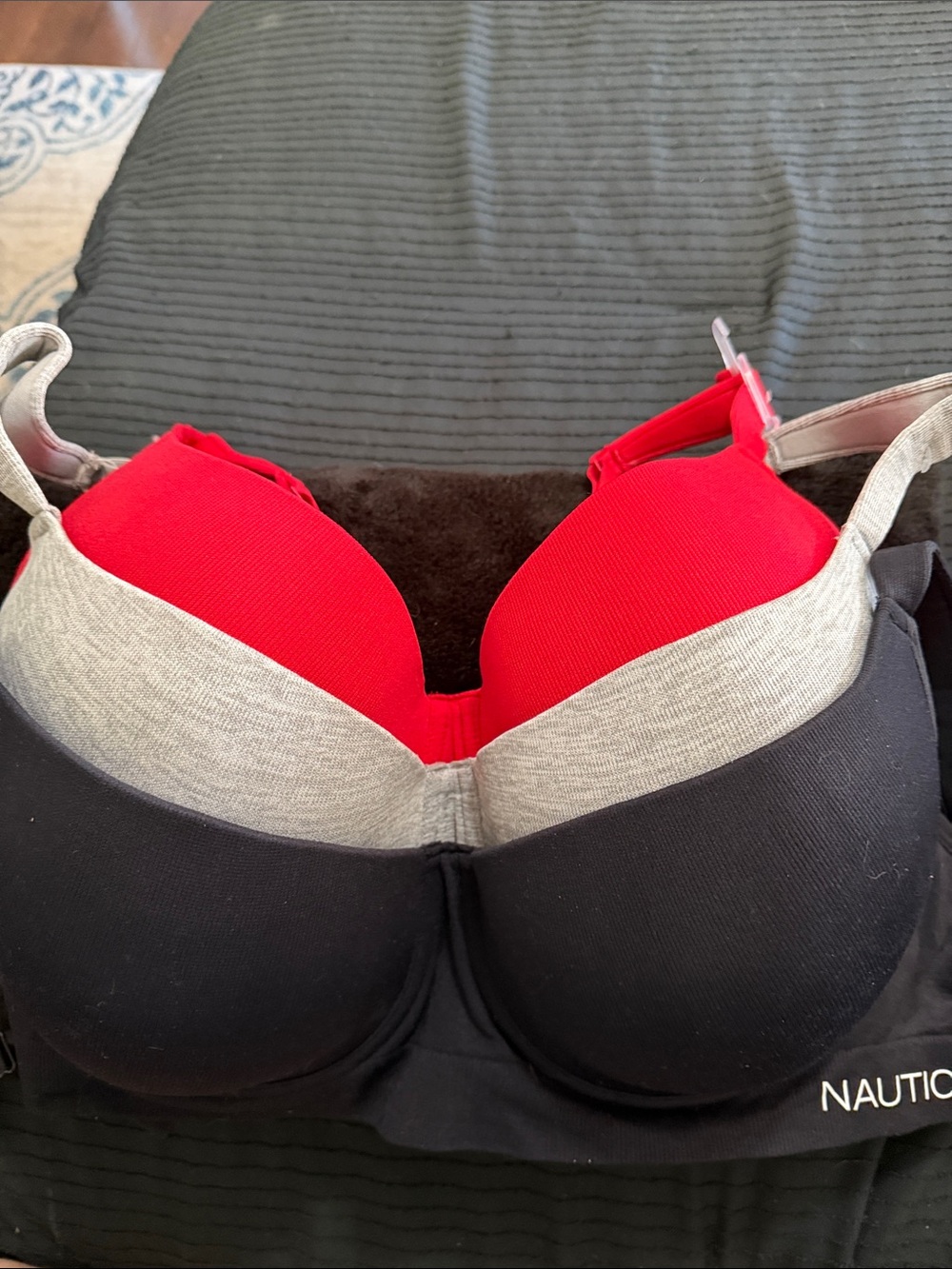 New W/O Tags Nautica Red, Gray & Black Colorblock Support Bra